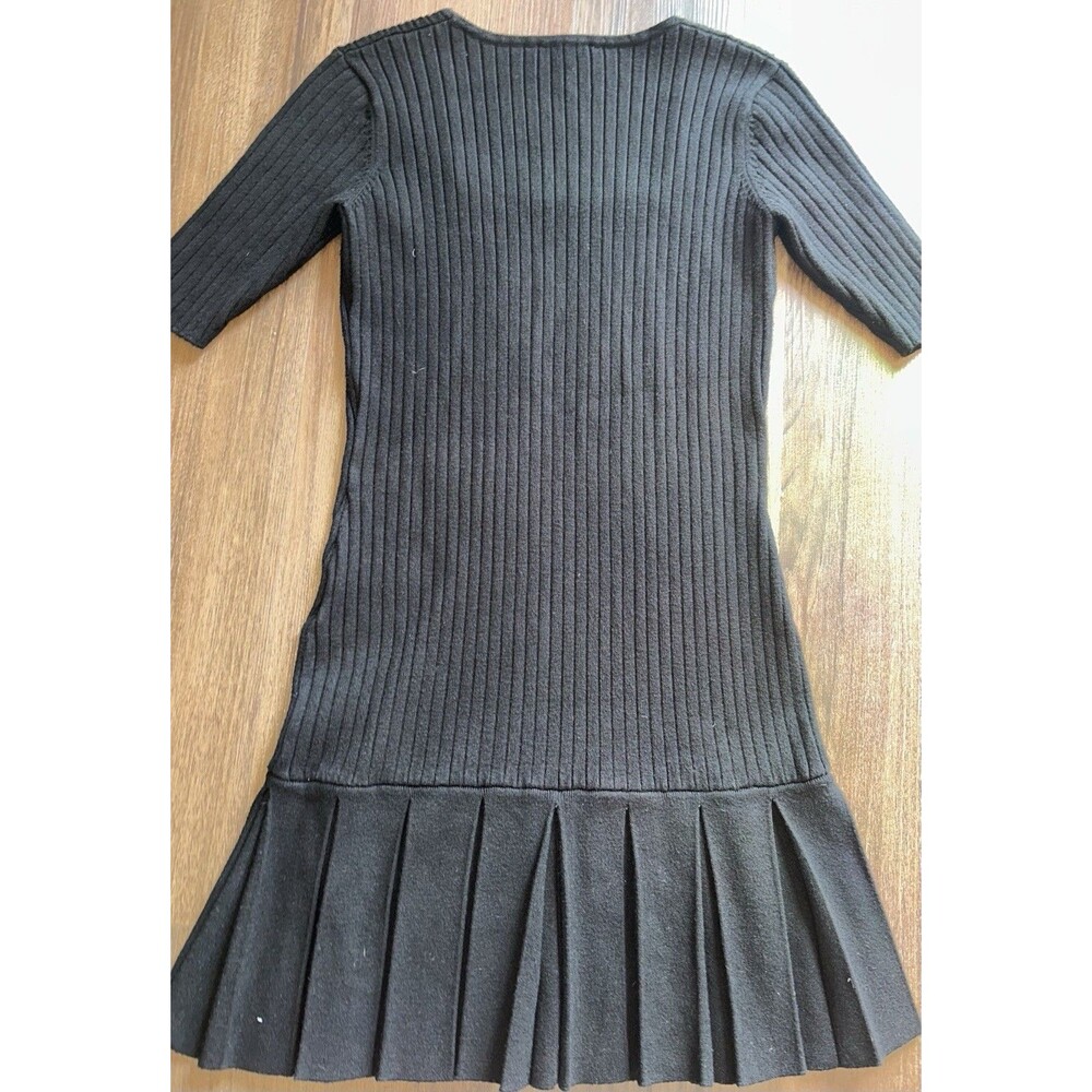 Sundays NYC Gatlin Ribbed Sweater Dress Square Neck Pleated Drop Waist Black S - Picture 3 of 7